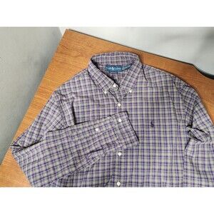 Ralph Lauren Custom Fit Mens 2XL Plaid Long Sleeve Button Down Shirt
